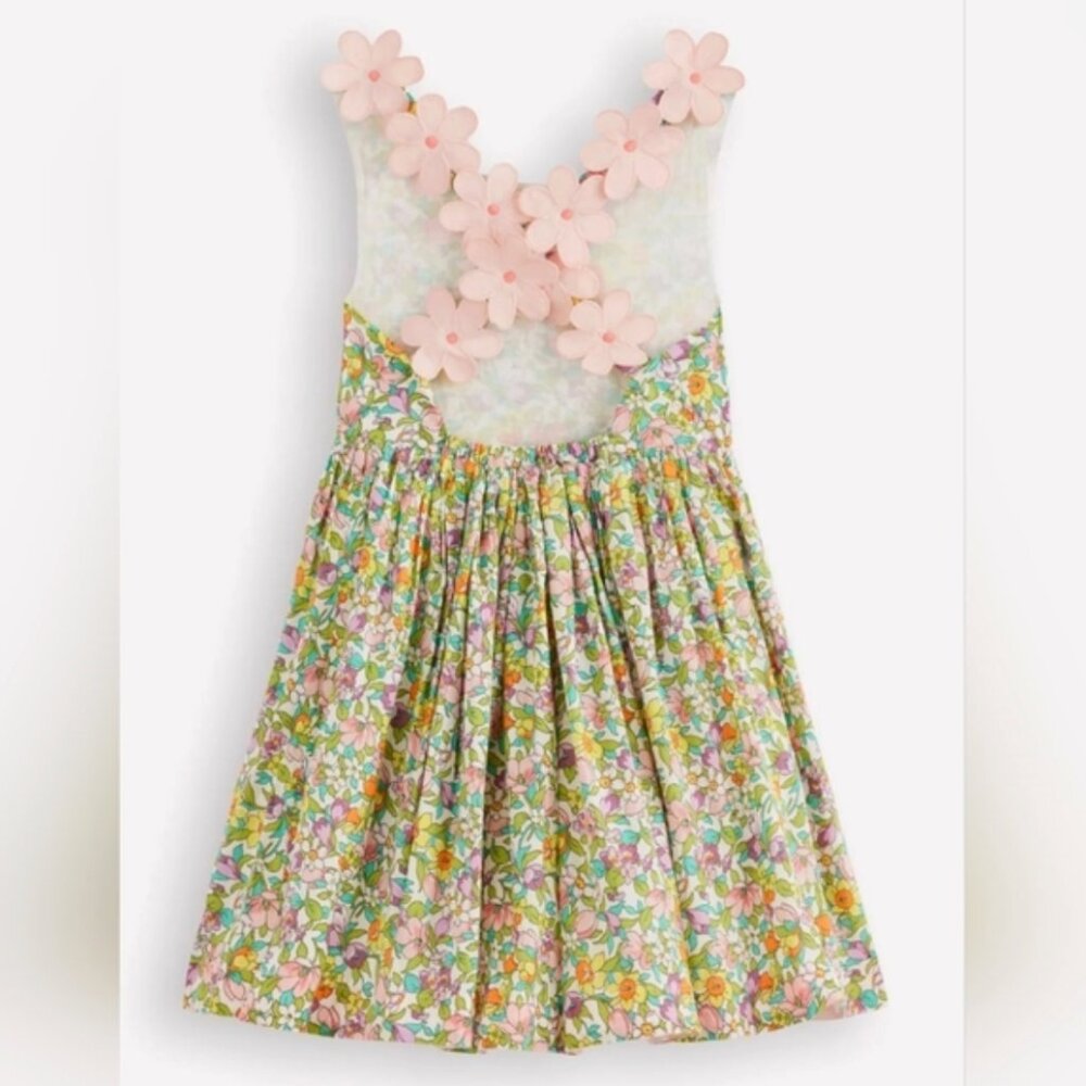 *Mini Boden* Fun Cross-back Strap Dress - Soft Ivory Florabunda - 5/6 - NEW!
